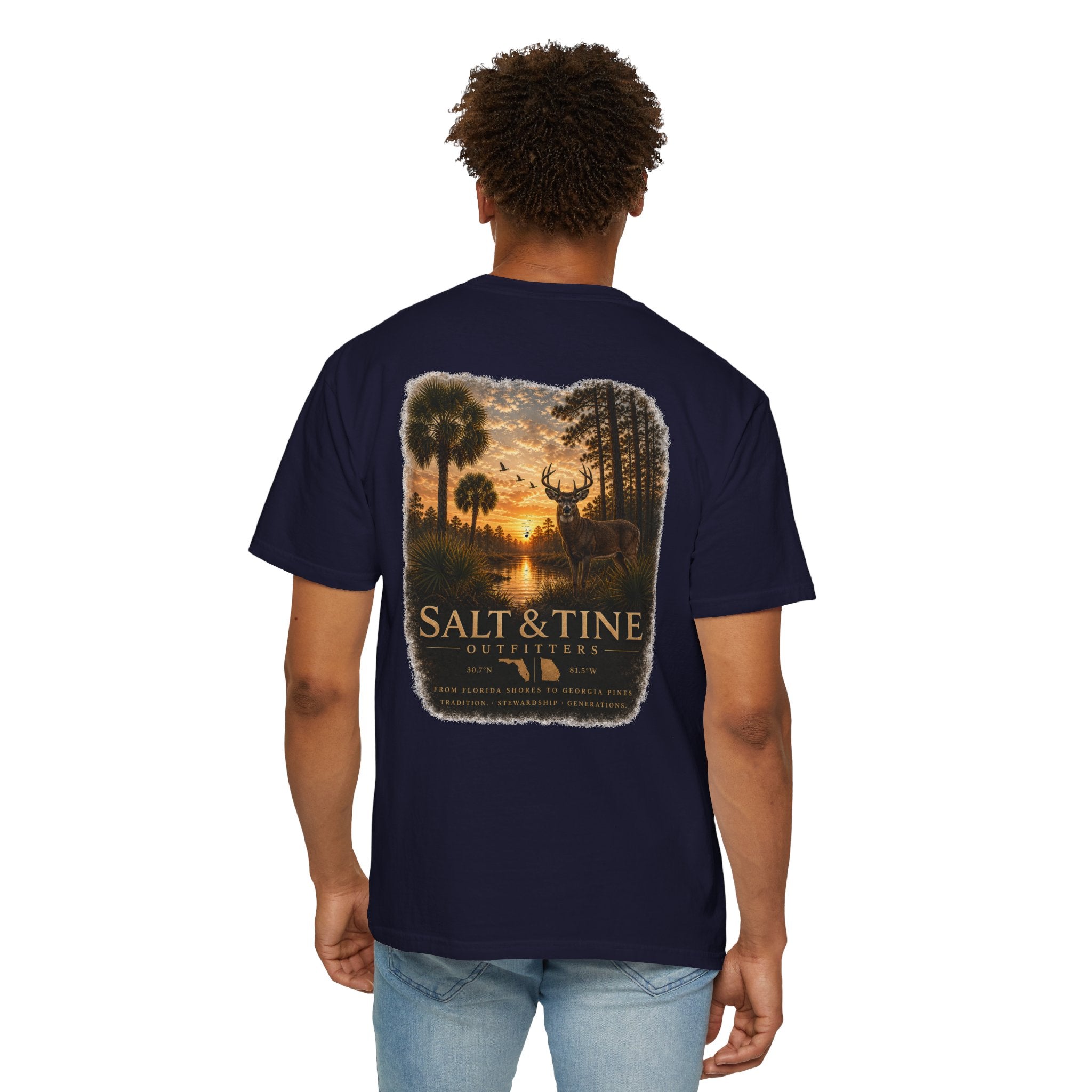 Deer Sunset and Marsh T-Shirt for men and women