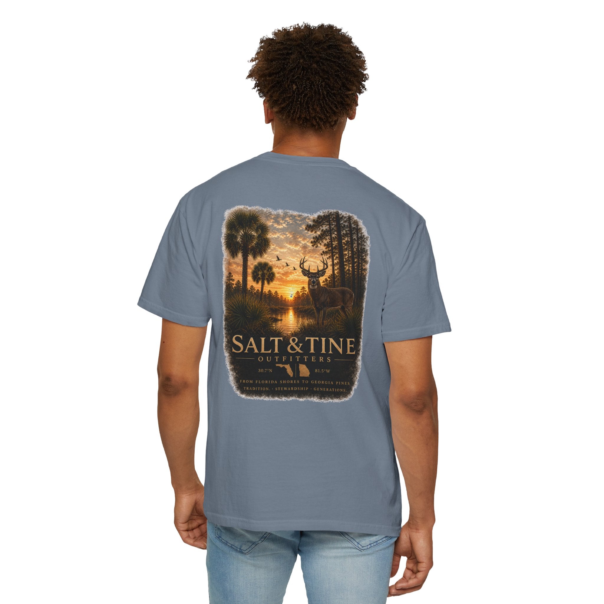 Deer Sunset and Marsh T-Shirt for men and women