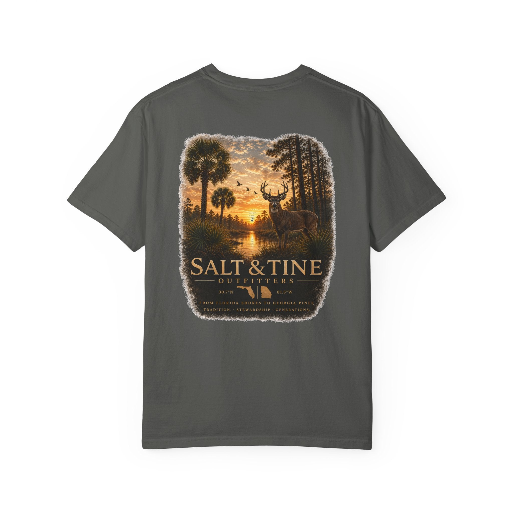 Deer Sunset and Marsh T-Shirt for men and women