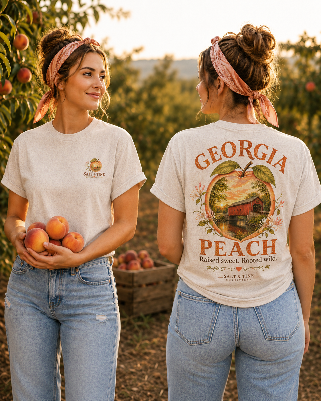 Georgia Peach Historic Bridge Tee — Ladies' Classic Short Sleeve