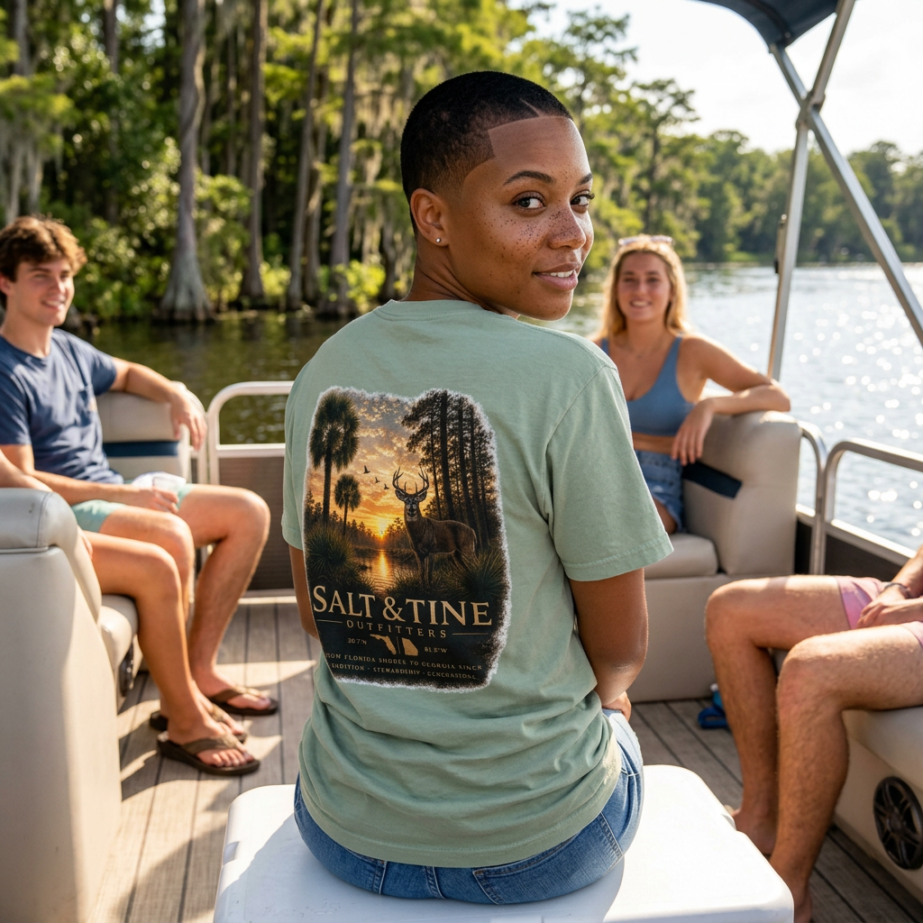 Deer Sunset and Marsh T-Shirt for men and women