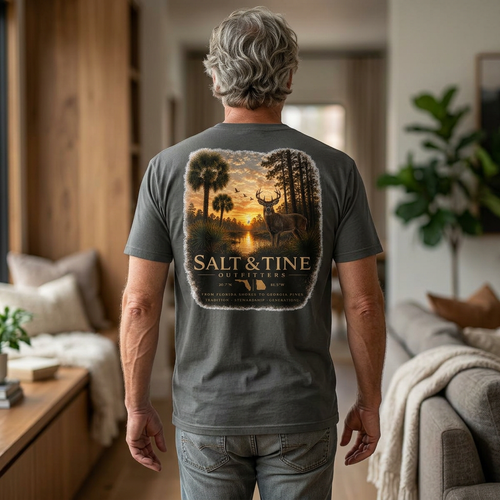 Deer Sunset and Marsh T-Shirt for men and women