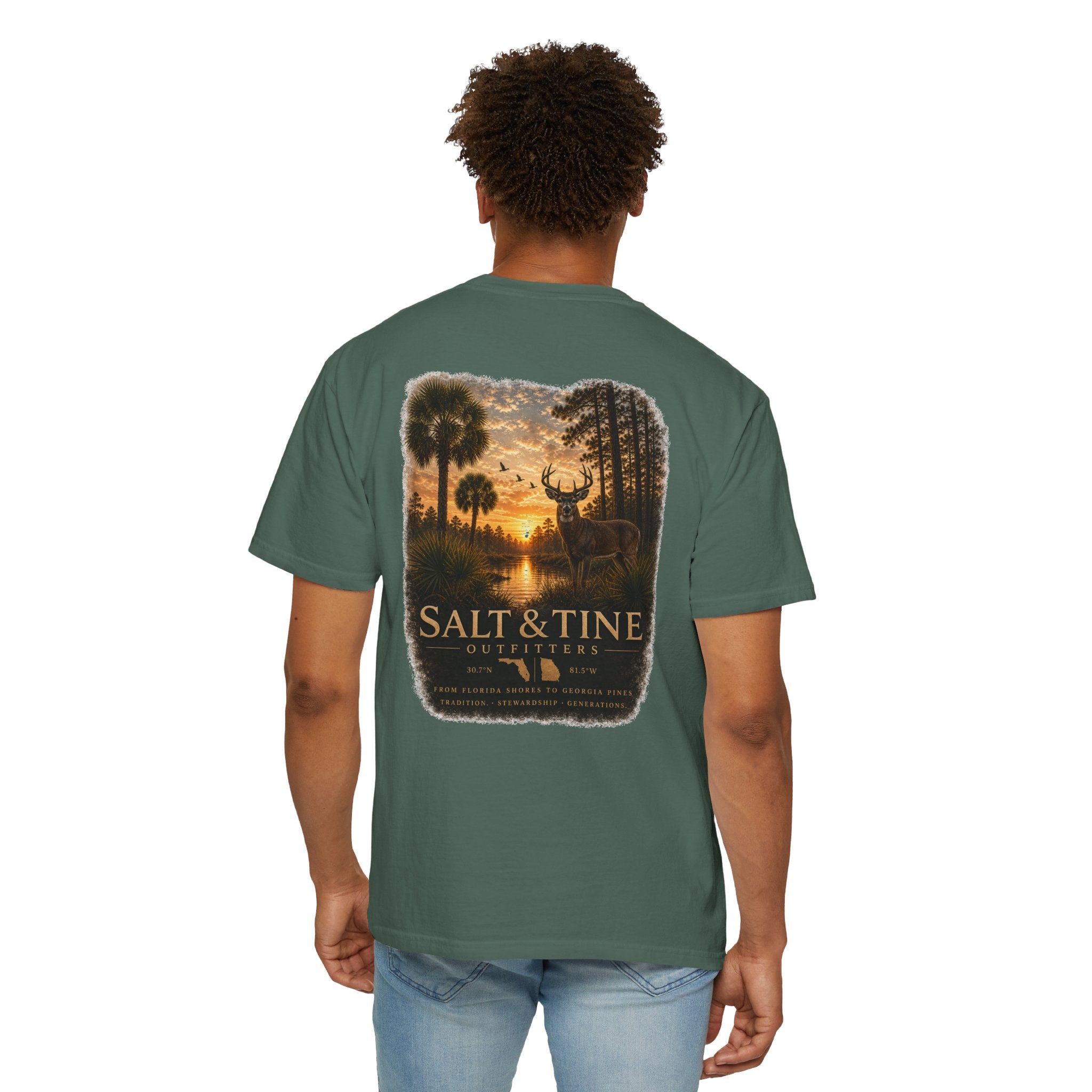 Deer Sunset and Marsh T-Shirt for men and women